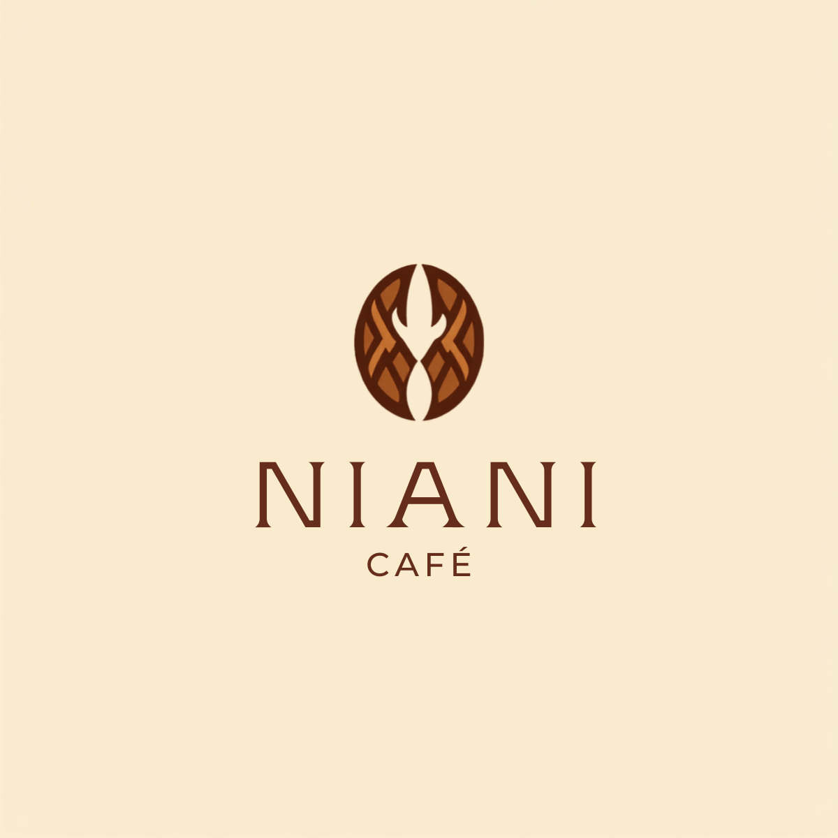 Main logotype — construction based on a coffee bean and Manding geometric patterns